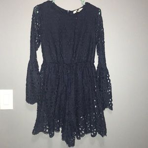 Royal blue floral cut out romper